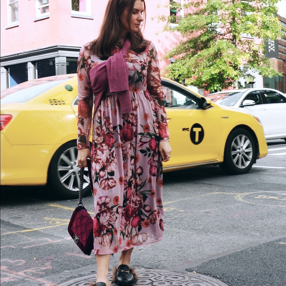 Long mesh floral dress